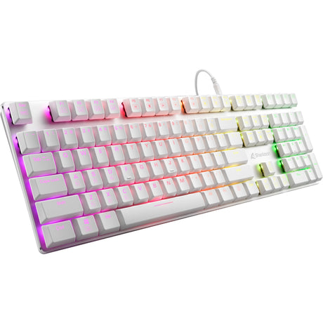 Teclado mecánico para juegos Sharkoon purewriter rgb (blanco, diseño estadounidense (qwerty), rojo de perfil bajo kailh choc, 100%, leds rgb)
