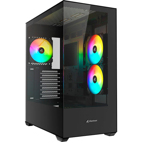Carcasa de torre midi Sharkoon sk6 argb (negro | 2x usb-a | rgb | vidrio templado)