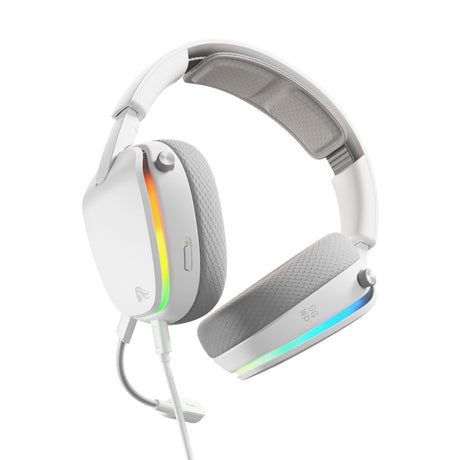 Glorious GHS Eternal RGB - Auriculares estéreo para juegos RGB Auriculares supraaurales para juegos (Blanco, PC, PS5, PS4, Switch, USB-C)