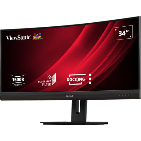 Viewsonic UwQHD Monitor de acoplamiento curvo VG3456C 34 Ultrawide (Negro (mate), 2x HDMI, 1x Display Port, USB-A, USB-B, USB-C, LAN, Audio)
