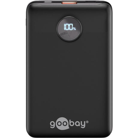 Goobay power bank compacto 10.000 mah (negro, 10 ah, 1x USB-A, 1x USB-C, suministro de energía, carga rápida)
