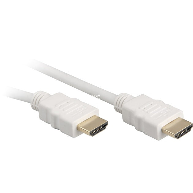 Cable HDMI de alta velocidad Sharkoon con Ethernet (blanco, 2 metros, 4k, chapado en oro)