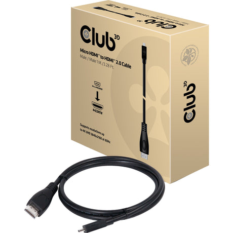 Club 3D micro HDMI > Cable HDMI 2.0 (negro, 1 metro, 4K 60Hz)
