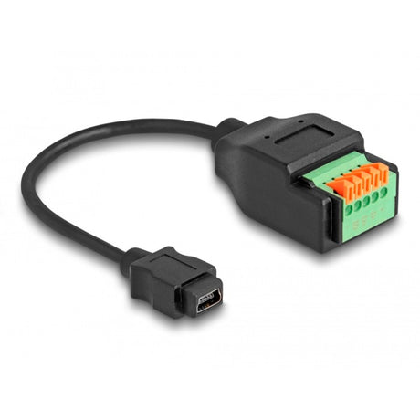 Delock Adaptador USB 2.0, USB 2.0 tipo mini-B hembra > bloque de terminales de 5 pines (negro, 15 cm)
