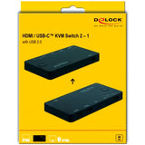 Delock Conmutador KVM HDMI USB-C 4K 60 Hz con conmutador KVM USB 2.0