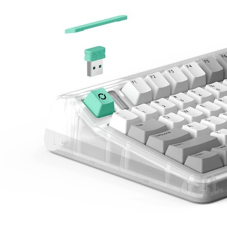 Teclado mecánico inalámbrico con agujero de gusano Iqunix OG80 (gris, diseño EE. UU. (QWERTY), Cherry MX Brown, 80% (TKL), LED RGB, intercambiable en caliente, PBT, 2,4 GHz | Bluetooth 5.1 | USB-C)