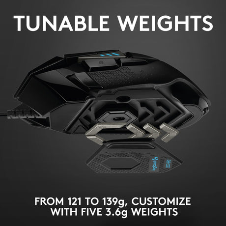 Ratón para juegos de alto rendimiento Logitech g502 hero (negro, 100 - 25 600 ppp, LED rgb)