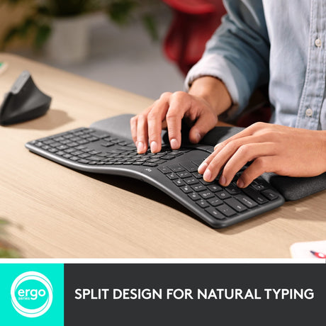 Teclado ergonómico logitech k860 (negro, 100%, bluetooth, iso internacional de EE. UU.)