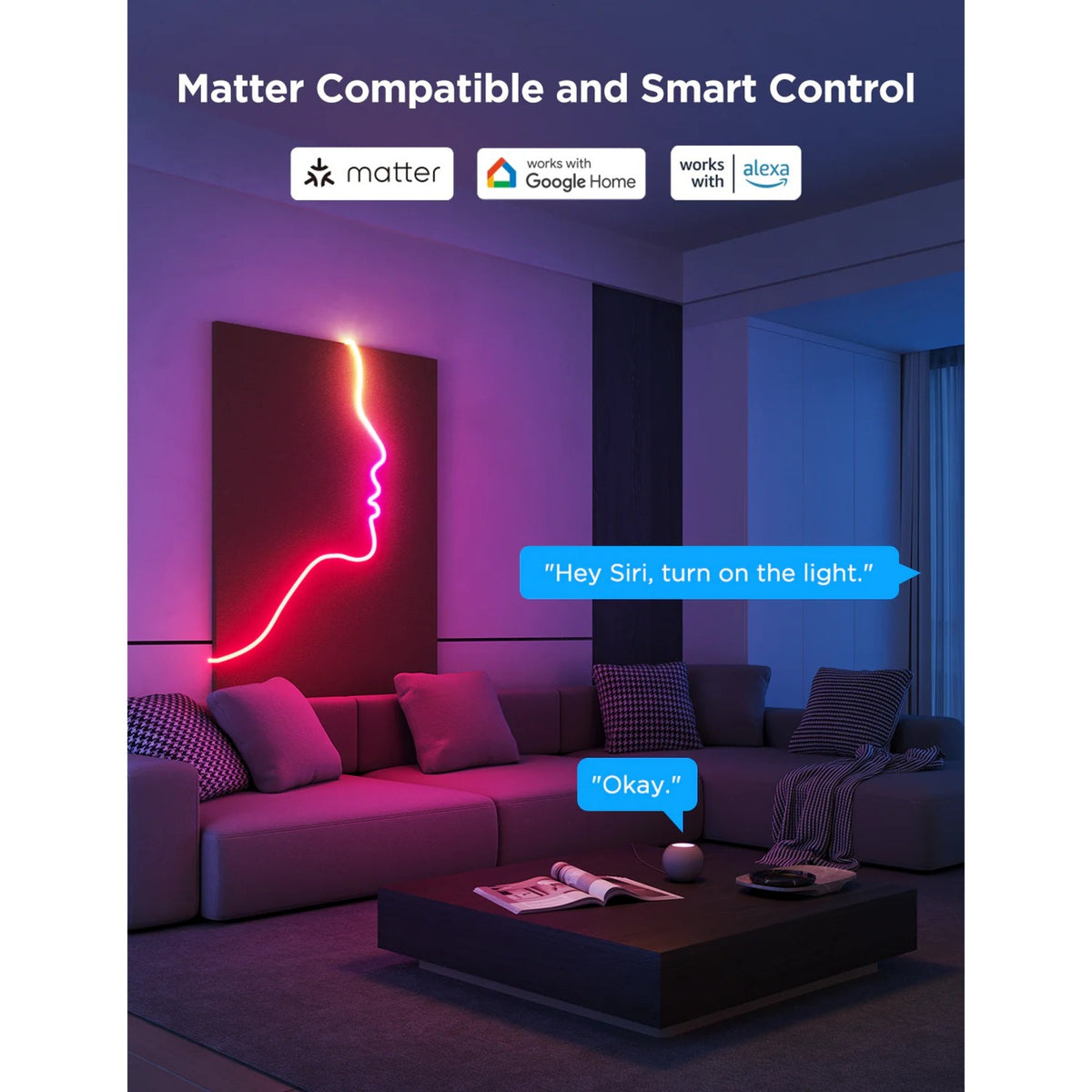 Govee tira LED inteligente neón blanca 4m materia rgbic - extra flexible