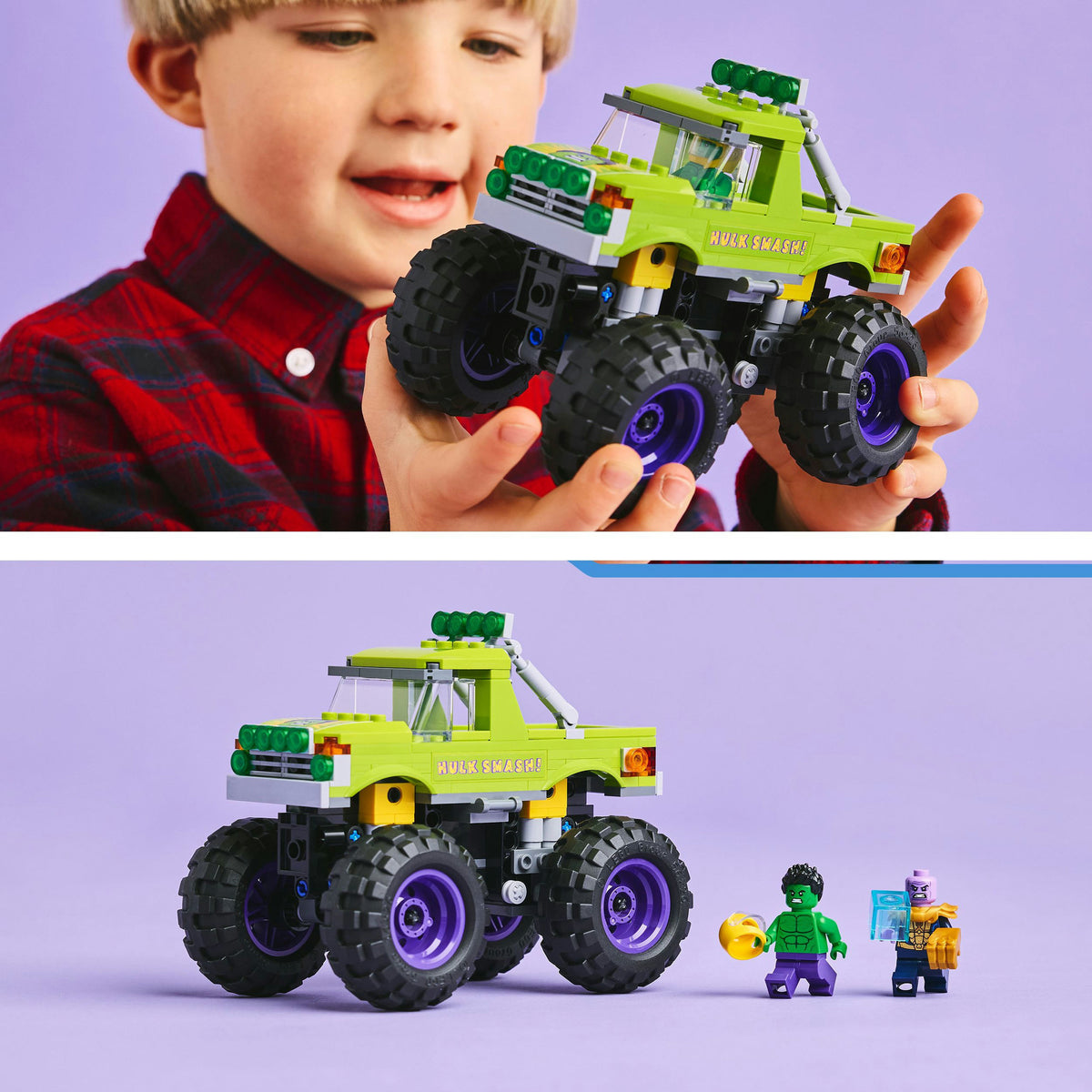 Lego marvel el camión de hulk vs. thanos - juguetes de superhéroes - 76312
