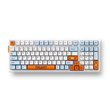 Mchose G98 Pro Naranja Azul Snow Tiger Teclado inalámbrico para juegos RGB mecánico personalizado de tres modos (azul, diseño de EE. UU. (Qwerty), TTC Snow Tiger, RGB, intercambio en caliente, PBT de doble disparo, inalámbrico | Bluetooth | USB-C)