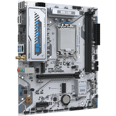 Maxsun MS-Esport H810M WiFi Ice Socket 1851 placa base (blanco, 2,5 GB-LAN, WLAN, BT, Sonido, µATX)