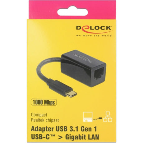 Delock superspeed USB-C (USB 3.1 gen 1) macho > adaptador compacto gigabit lan 10 100 1000 mbps (negro, 0,135 metros)