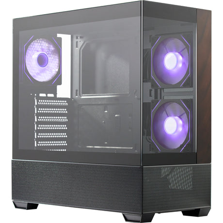 Carcasa Cooler Master Elite 690 Wood Midi Tower (color madera negro | 2x USB-A | 1x USB-C | RGB | vidrio templado)