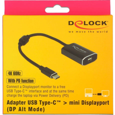 Delock USB-C (macho) > mini puerto de pantalla (hembra) con adaptador de función PD (gris oscuro, 0,2 metros)