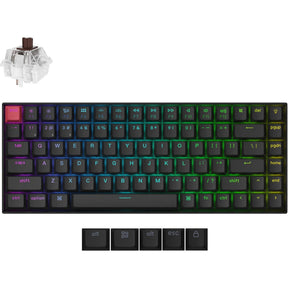 Teclado mecánico Keychron K2 QMK-H3 RGB (negro, diseño estadounidense (QWERTY), súper marrón, 75 %, LED RGB, PBT de doble disparo color cereza, intercambio en caliente, Bluetooth 5.2 | USB-C)