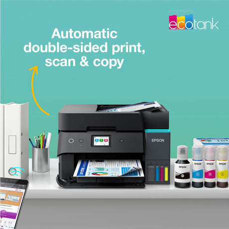 Impresora de inyección de tinta todo en uno Epson ecotank et-4950 (negro, fax, escaneo, copia, WiFi, incluye hasta 3 años de tinta)