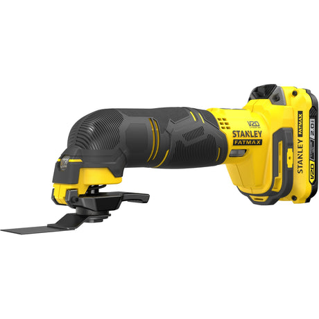 Herramienta multifuncional multiherramienta Stanley fatmax v20 18v (amarillo negro, estuche, 2 baterías (2.0ah) y cargador (2a) incluidos)