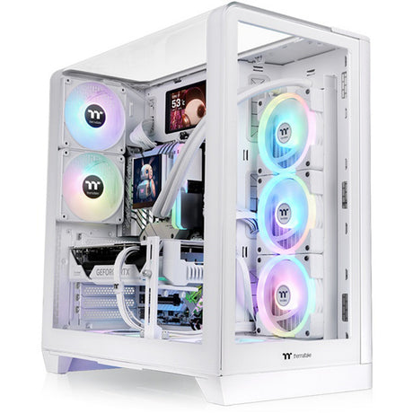 Carcasa de torre midi Thermaltake view 390 tg snow (blanca | 2x USB-A | 1x USB-C | vidrio templado)