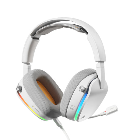 Glorious GHS Eternal RGB - Auriculares estéreo para juegos RGB Auriculares supraaurales para juegos (Blanco, PC, PS5, PS4, Switch, USB-C)