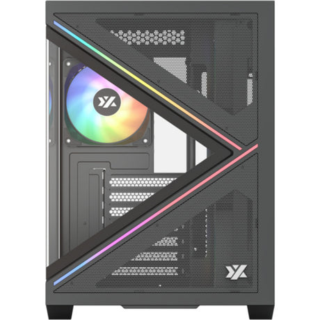 Carcasa Xyz PC Gear Qubex Midi Tower (negro | 2x USB-A | 1x USB-C | Vidrio templado)