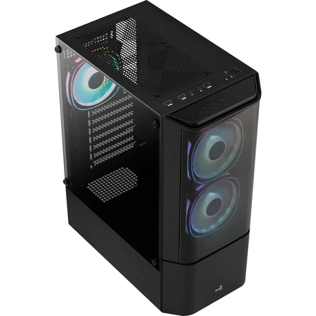 Carcasa torre midi Aerocool quantum mesh v3 (negro gris | 3x USB-A | RGB | ventana)