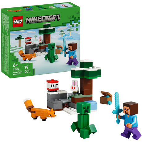 Kit de construcción de videojuego Lego Minecraft Steve's Taiga Adventure para niños - 21583