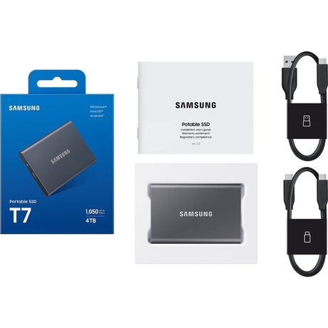 Unidad SSD externa Samsung gris 57 mm x 85 mm x 8 mm