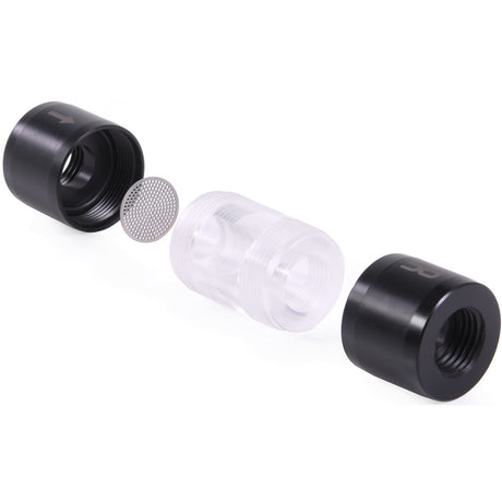 Alphacool eiszapfen filtro en línea de acetal acrílico g1 4 rosca interior (negro transparente)
