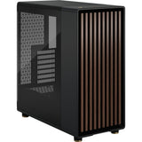 Carcasa de torre midi norte con diseño fractal (color madera negra | 2x USB-A | 1x USB-C | vidrio templado)