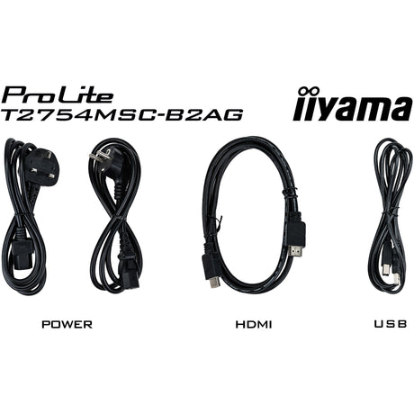 Monitor de pantalla táctil Iiyama prolite t2754msc-b2ag 27 (negro (mate), táctil, VGA, HDMI, audio, USB)