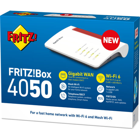 ¡Fritz! Enrutador internacional box 4050 edition (blanco rojo, wi-fi de malla)