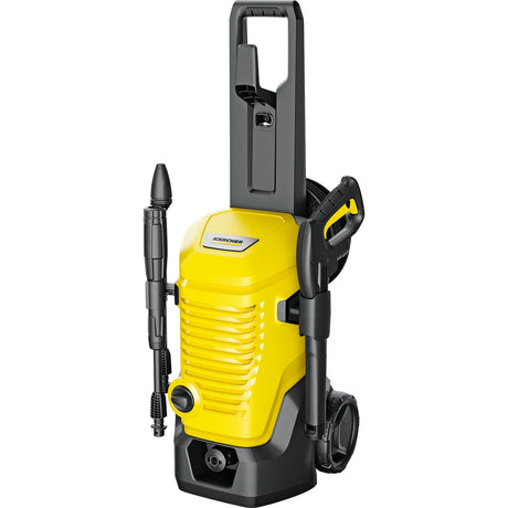 Limpiadora de alta presión Kärcher k 4 wcm premium (amarillo negro, con limpiador de suciedad y enrollador de manguera)