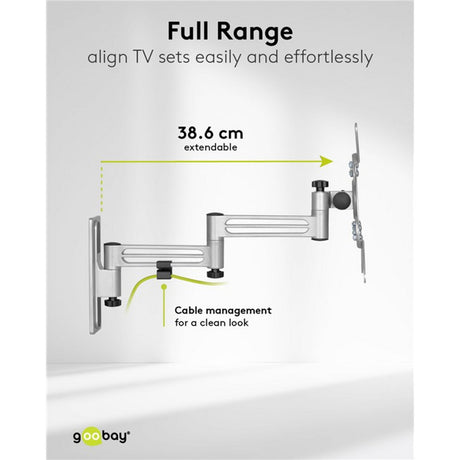 Goobay Soporte de pared para TV caravana fullmotion (m), montaje en pared de 13 a 43 pulgadas (plateado)