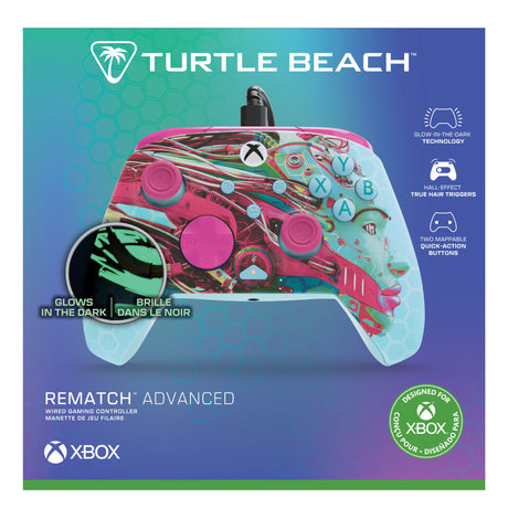 Controlador con cable avanzado Turtle Beach PDP Rematch Glow (Android Dreams, Xbox Series X|S, Xbox One, PC)