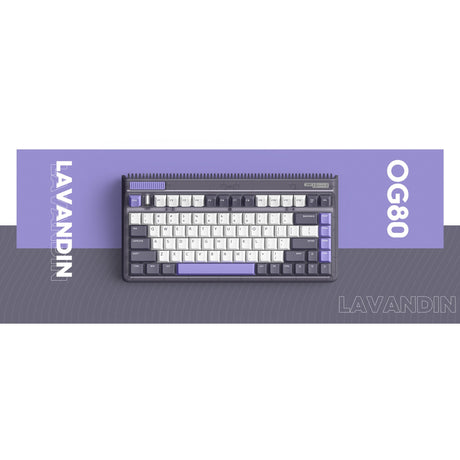 Teclado mecánico inalámbrico Iqunix og80 lavandin (lavanda, diseño estadounidense (qwerty), marrón cereza mx, 80% (tkl), intercambiable en caliente, pbt, 2,4 ghz | bluetooth 5.1 | usb-c)