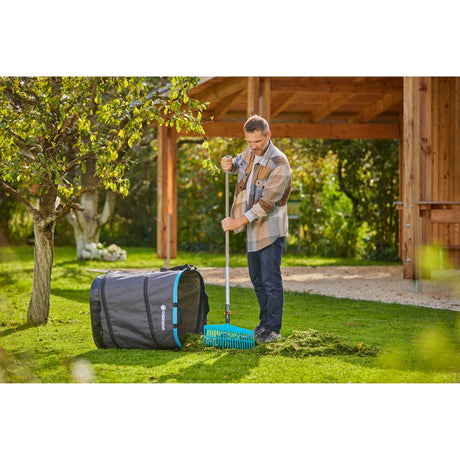 Bolsa para residuos de jardín desplegable rectangular Gardena, tamaño l (negro turquesa, hasta 220 litros)