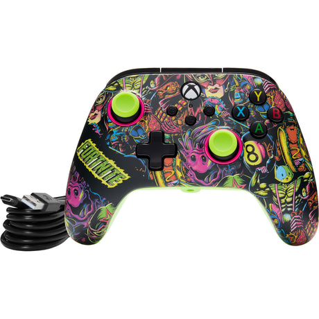 Mando powera Advantage con cable para xbox series x|s - fortnite: resplandor (verde neón, xbox series x|s, xbox one, PC)