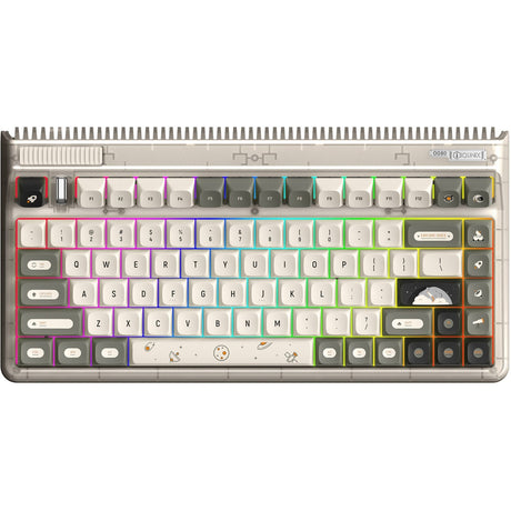 Teclado mecánico inalámbrico iqunix og80 hitchhiker (gris, diseño estadounidense (qwerty), rojo cherry mx silencioso, 80% (tkl), leds rgb, intercambiables en caliente, pbt, 2,4 ghz | bluetooth 5.1 | usb-c)