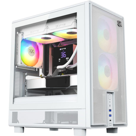 Carcasa de torre midi Xyz pc gear atom (blanca | 2x USB-A | 1x USB-C | vidrio templado)