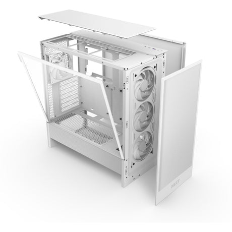 Carcasa torre midi nzxt h5 flow rgb v2 (blanco | 1x usb-a | 1x usb-c | rgb | vidrio templado)