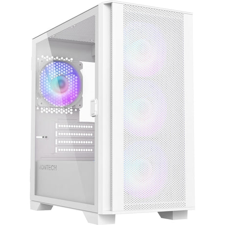 Carcasa mini torre Montech air 100 argb (blanco | 3x USB-A | vidrio templado)
