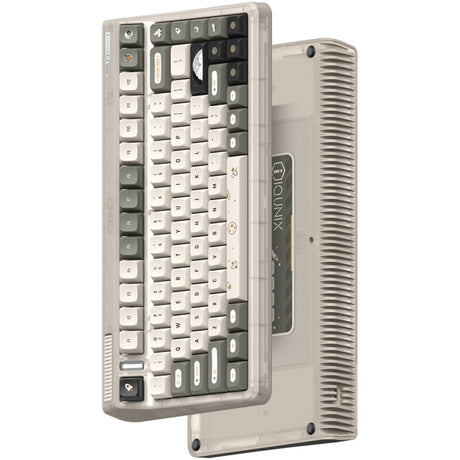 Teclado mecánico inalámbrico iqunix og80 hitchhiker (gris, diseño estadounidense (qwerty), rojo cherry mx silencioso, 80% (tkl), leds rgb, intercambiables en caliente, pbt, 2,4 ghz | bluetooth 5.1 | usb-c)