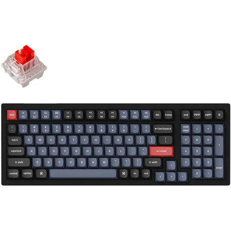 Teclado mecánico keychron k4 pro-h1 rgb (negro, diseño estadounidense (qwerty), k pro rojo, 96%, leds rgb, intercambio en caliente, pbt de doble disparo, bluetooth 5.1)