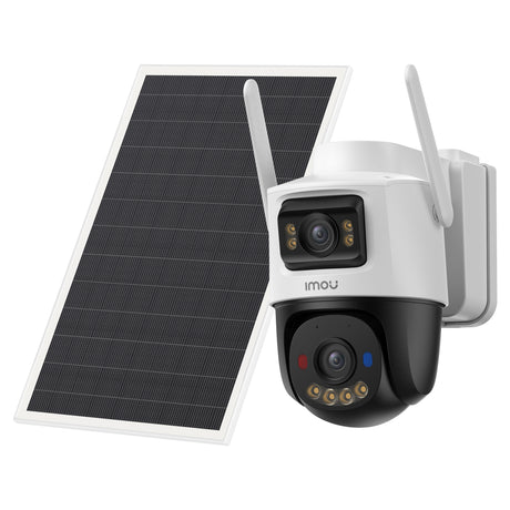 Cámara exterior Imou aov de doble lente 5mp+5mp (blanca, 3k, 4G LTE, WiFi 6, panel solar)