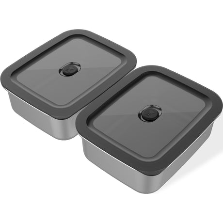 Recipientes de preparación Weber Works (juego de 2) (acero inoxidable, 2 recipientes para alimentos de acero inoxidable con tapa, 1,8 litros por recipiente)