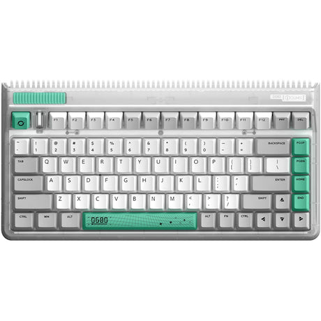 Teclado mecánico inalámbrico con agujero de gusano Iqunix OG80 (gris, diseño EE. UU. (QWERTY), Cherry MX Red, 80% (TKL), LED RGB, intercambiable en caliente, PBT, 2,4 GHz | Bluetooth 5.1 | USB-C)