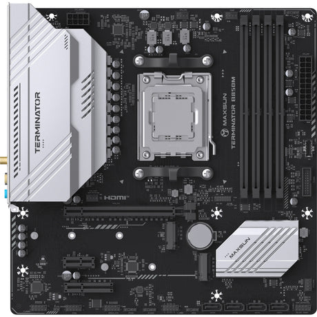 Maxsun MS-Terminator B850M WiFi Socket AM5 placa base (negro, RAID, 2,5 GB-LAN, WLAN, BT, Sonido, µATX)