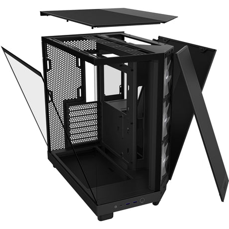 Carcasa midi tower nzxt h6 flow rgb (negro | 2x usb-a | 1x usb-c | rgb | vidrio templado)