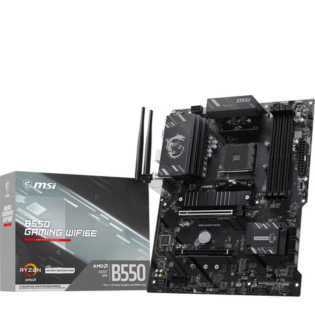 Msi b550 gaming wifi6e socket am4 moederbord (zwart zilver, raid, gb-lan, wi-fi 6e, sound, atx)